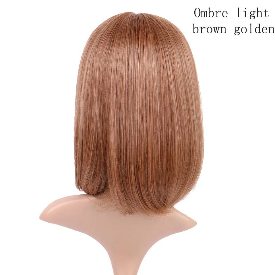 S-noilite 4 дюймов-26 дюймов короткий парик синтетические парики для афроамериканских черных женщин парики с челкой длинные черные Омбре коричневый - Цвет: light brown golden