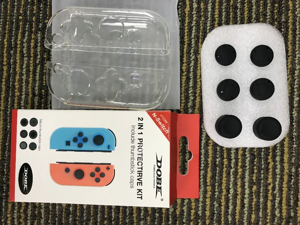 

2 in 1 kit For Nintend Switch Joy-con NS Controller Transparent Crystal Protective Case Cover + 6pcs Silicone Thumbstick Caps