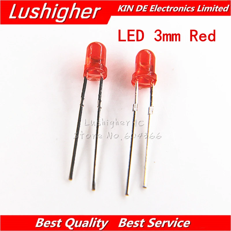 100PCS F3 3mm Red Light Emitting Diodes Red Turn Red Led|Diodes ...