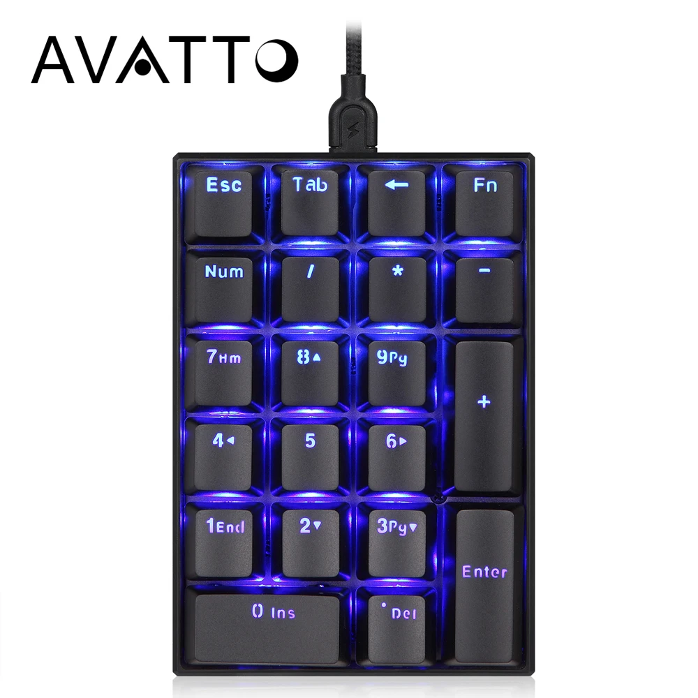 AVATTO Blackit Mechanical Wired Numeric Keypad with 21 Keys Mini Numpad