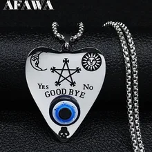 2021 sol Luna Azul ojo pentagrama Wicca collar de acero inoxidable de las mujeres de Color de plata de la joyería, collar de acero inoxidable mujer N569S02