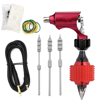 

10000RPM Red Alloy Rotary Tattoo Machine Gun Grip 2 Hawk Needles Clip Cord Kit