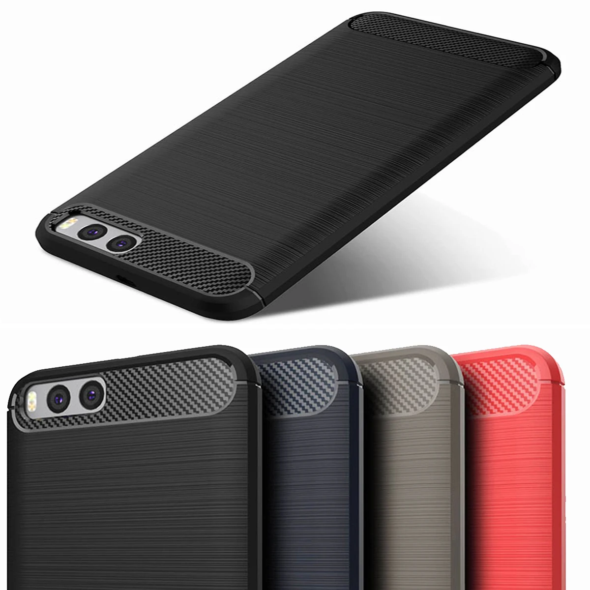 cheap Carbon Fiber Case For Xiaomi Mi 6 Plus Case Silicon Anti knock Cover For Xiaomi 6 Plus Mi6 Plus Protective Cover Bumper Coque