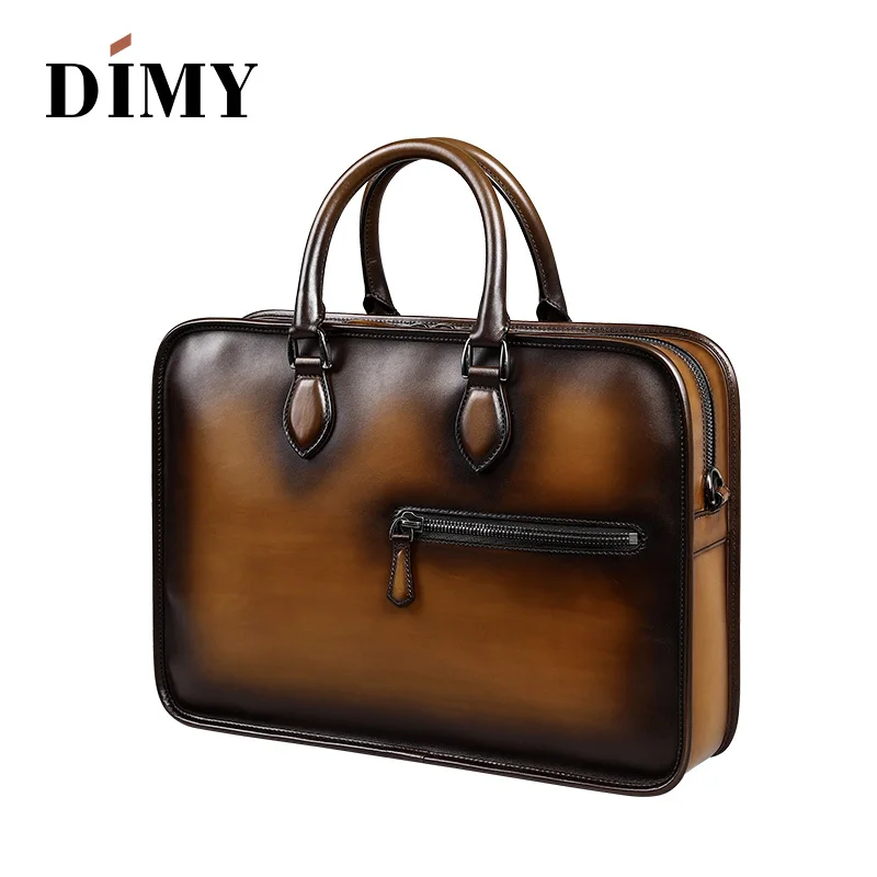 DIMY خمر اليدوية الايطالية حقيقية حقيبة جلدية الرجال اليد الزنجار رسول حقائب كتف محمول الأعمال حالة الرجال أكياس