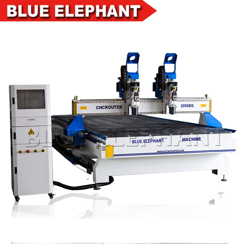 Фрезерный станок с ЧПУ Blue Elephant 2055 большой рабочий стол несколькими головками
