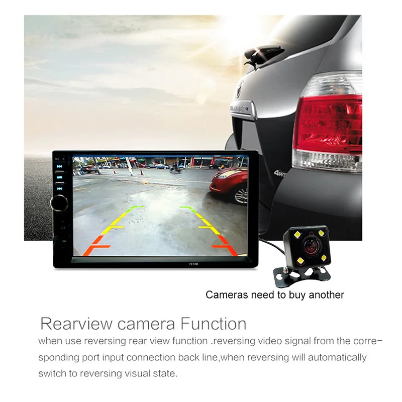 Rear Camera Bluetooth Central Multimidia 2Din 2 Din 7'' Touch Radio MP5 Music Video Player Car Multimedia Mirror Link Autoradio