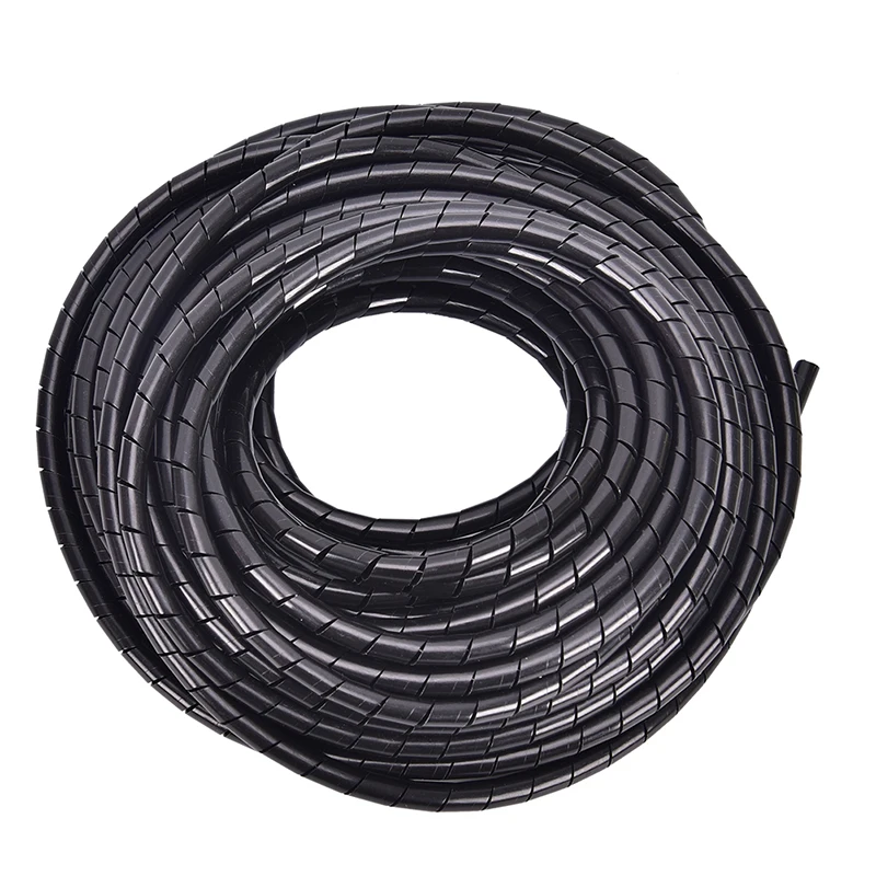 Черный 6 мм спиральный кабель провод снаружи 17 м PE оболочка трубка спиральный диапазон кэш кабель шнур провод Органайзер ПК ТВ - Цвет: Черный