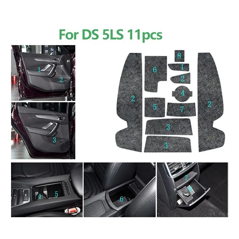 

20 Pcs Door Groove Mat Felted Wool Mat For Citroen DS5 LS DS6 DS7 C-ELYSEE Gate Slot Mat Pad Anti-Slip Car Styling Accessories