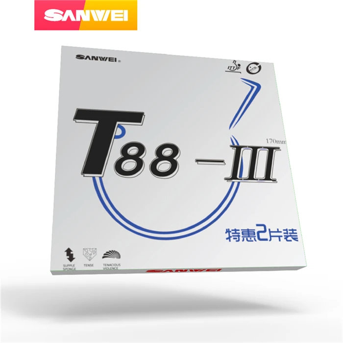 

2 Pcs SANWEI T88 III (T88-3) Table Tennis Rubber (Half-sticky, loop) with Sponge Pimples In Ping Pong Rubber