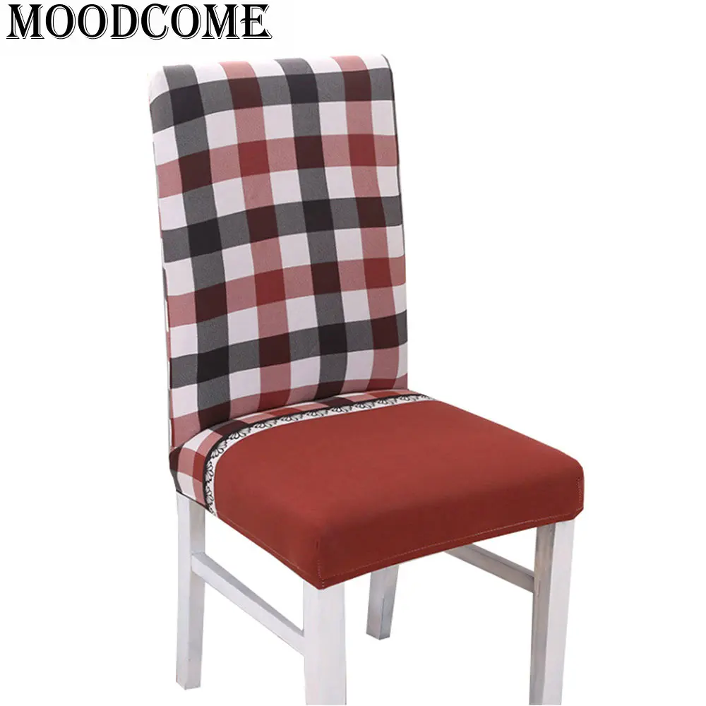 spandex chair covers stretch coffee grid printed 2018 drop shipping