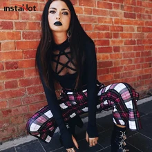 InstaHot Sexy Black Mock-Neck Mesh Gothic Punk Top Without Bra Long Sleeve Transparent Slim Fit Tee Spring Autumn Tshirt Tops InstaHot Sexy Black Mock-Neck Mesh Gothic Punk Top Without Bra Long Sleeve Transparent Slim Fit Tee Spring Autumn Tshirt Tops