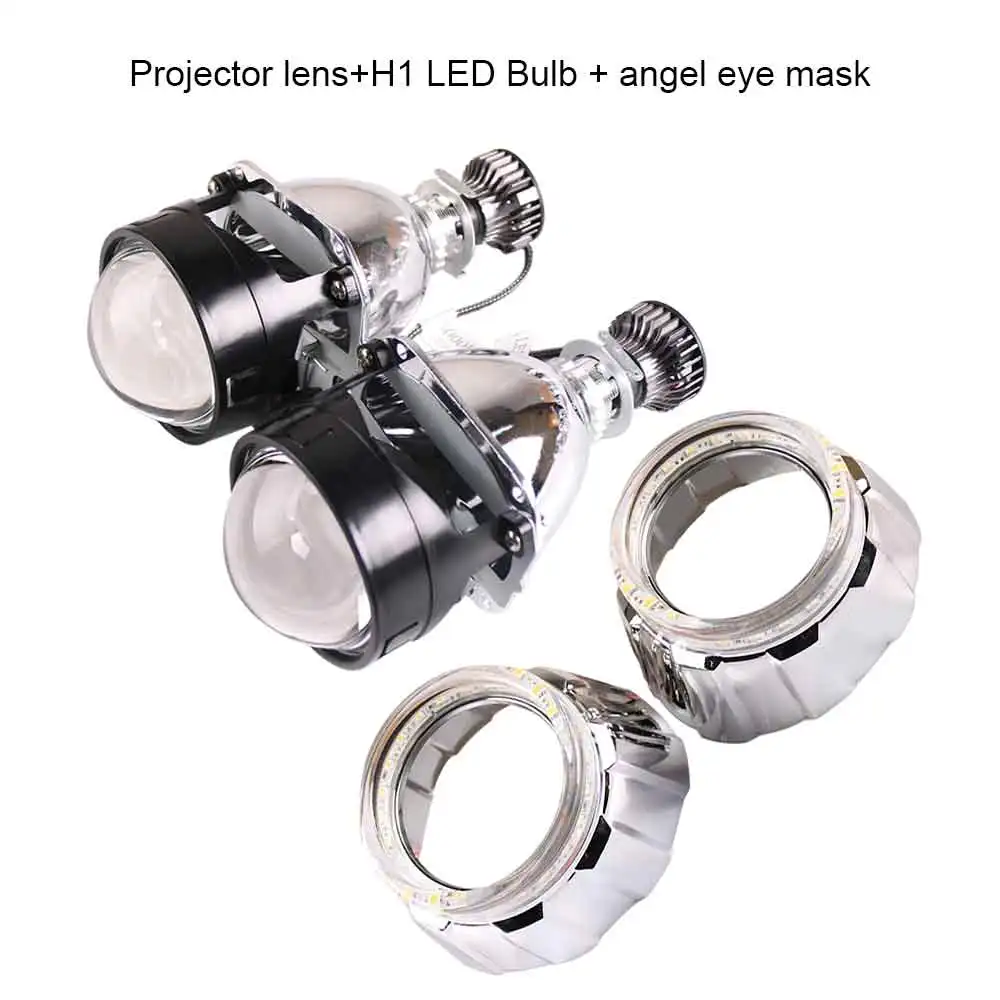 Sanvi 2,5 дюймов Bi светодиодный проектор линзы фары с H1 Графен авто светодиодный фонарь для DIY H1 H4 H7 Фары автомобиля Стайлинг - Испускаемый цвет: led bulb lens angel