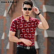 Высококачественная мерсеризованная хлопковая рубашка не нуждается в глажке с короткими рукавами летняя Новинка модная повседневная Клетчатая Мужская рубашка M-3XL красный, синий