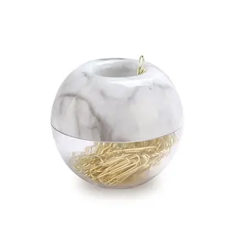 

Gold Paper Clips in Elegant Magnetic Marble White Clip Holder, 28mm, 100 Clips per Box