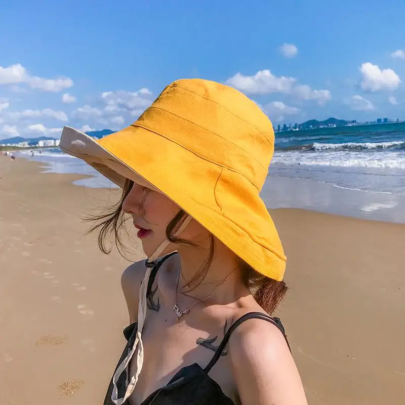 COKK, летние шляпы для женщин, женская Рыбацкая Кепка, широкая широкополая шляпа с кантом, женская пляжная шляпа от солнца, Солнцезащитная шляпа для отдыха, корейский стиль - Цвет: Цвет: желтый