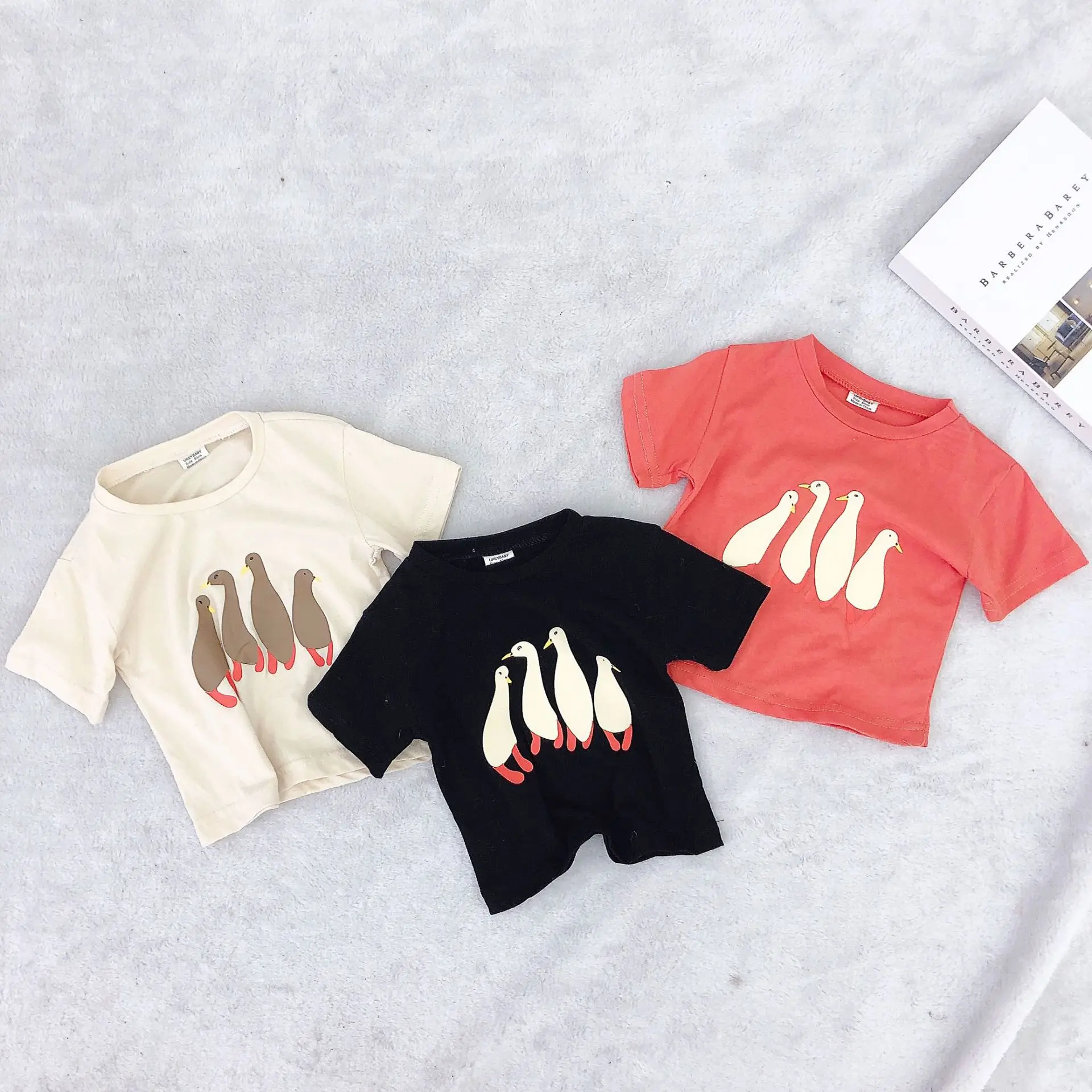 

Children's Clothing New Kids'short-sleeved T-shirt Korean Style Children Ducks Printed Cotton T-shirt Summer