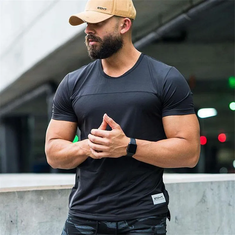 

Summer Rashgard Sport Shirt Men Fitness Tight Running T Shirts Breathable Bodybuilding tshirt Gym Workout Top Jogging Sportswear
