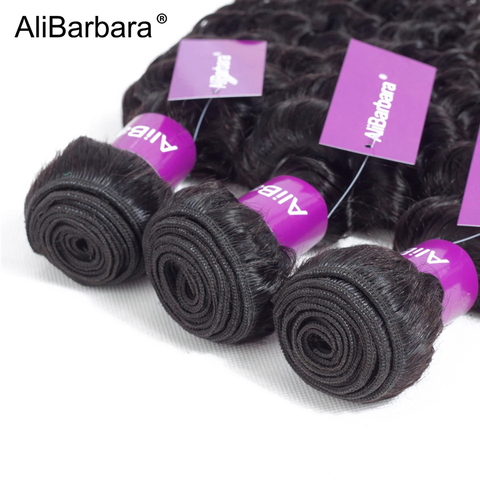 AliBarbara Hair Brazilian Deep Wave Hair 3 Bundles Remy Human Hair Extension Natural Black Double Weft Can Be Dyed Bleach AliBarbara Hair Brazilian Deep Wave Hair 3 Bundles Remy Human Hair Extension Natural Black Double Weft Can Be Dyed Bleach