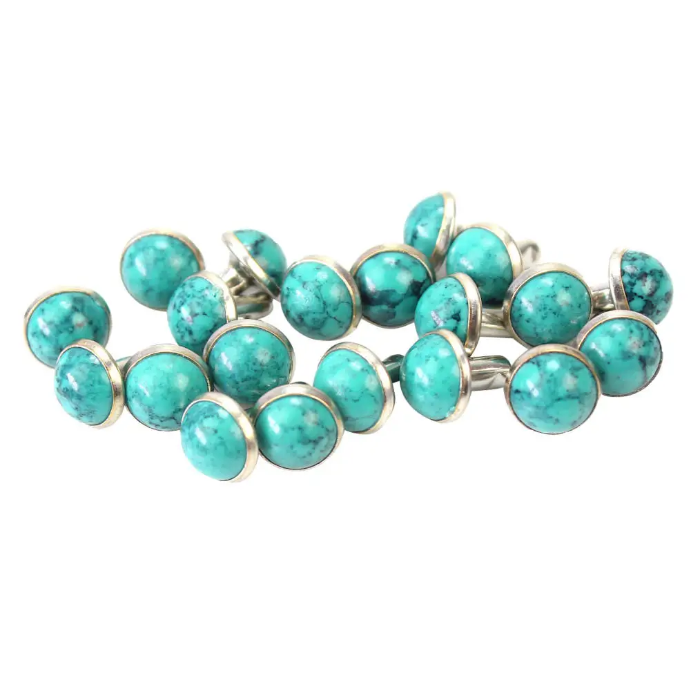 

20 Pairs 8mm Turquoise Stud Spikes Decor DIY Metal Rivets Punk for Shoes Bags Jeans Clothes Garment Craft Supplies