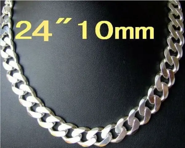 

LJ&OMR Cool men jewelry Wholesale fashion 925 sterling silver beautiful new big chain 10MM 24 inch necklace Super price !
