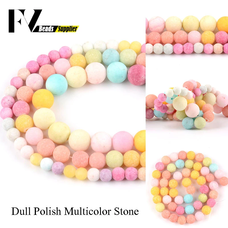 

Dull Polished Multicolor Stone Round Beads for Needlework 6 8 10mm Matte Beads Diy Jewelry Making Bracelet Accessories Wholesale