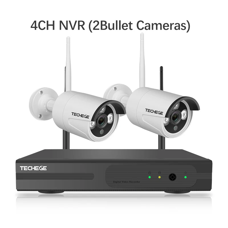 Techege 1080P Беспроводная система видеонаблюдения 4CH HD WiFi NVR комплект 2MP Открытый Антивандальный Купол IP Wifi камера система безопасности наблюдения - Цвет: Bundle 1