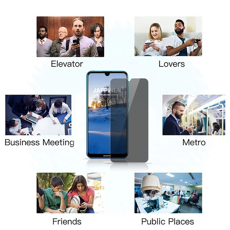 Японское антишпионское закаленное стекло для huawei Enjoy 9 7 Y9 Plus Y7 Prime P Smart Plus Nova 3i защита экрана