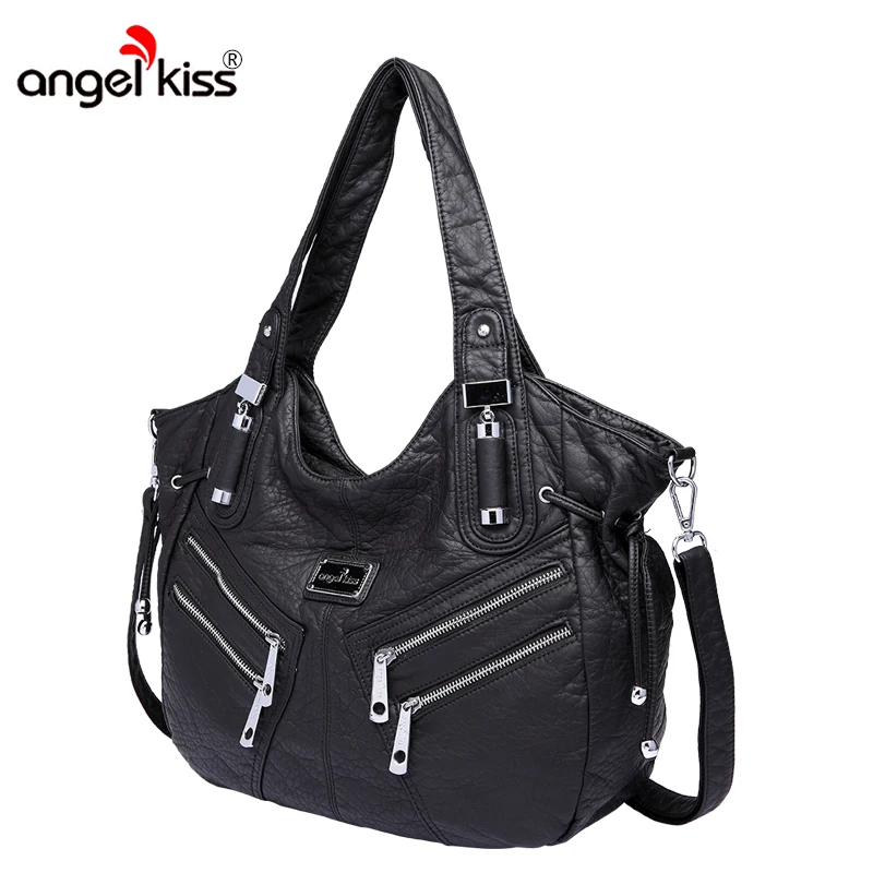 Angelkiss النساء يد بو الجلود أكياس الإناث زلابية الكتف Crossbody حقيبة الأعلى مقبض حقيبة يد حمل حقيبة بولسا