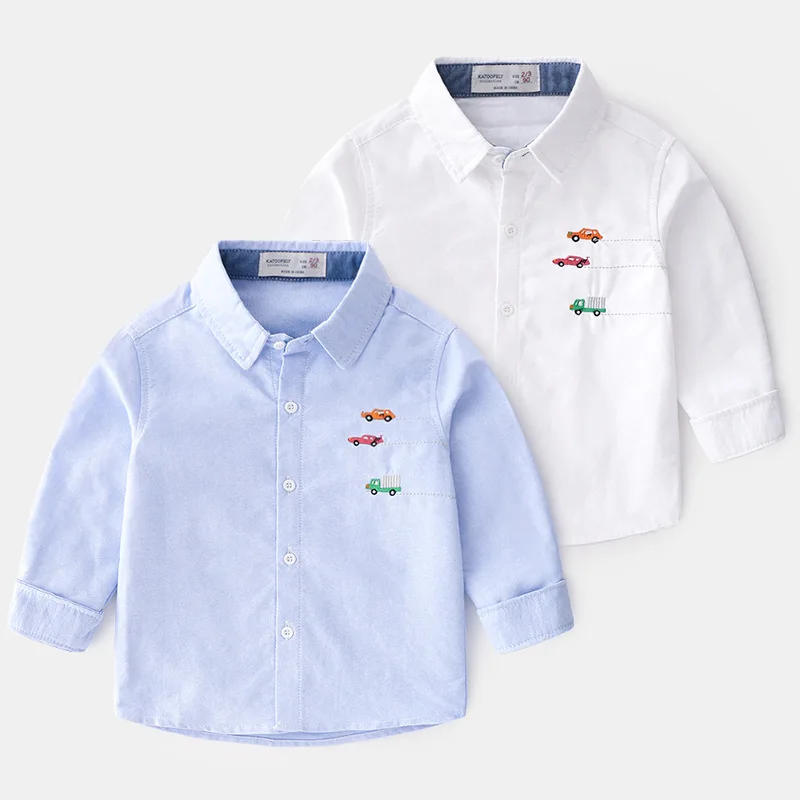 

Children Spring 2019 New Autumn Fashion Kids For Baby Embroidery Cotton Long Sleeve Collar Shirt Casual Boys Tops