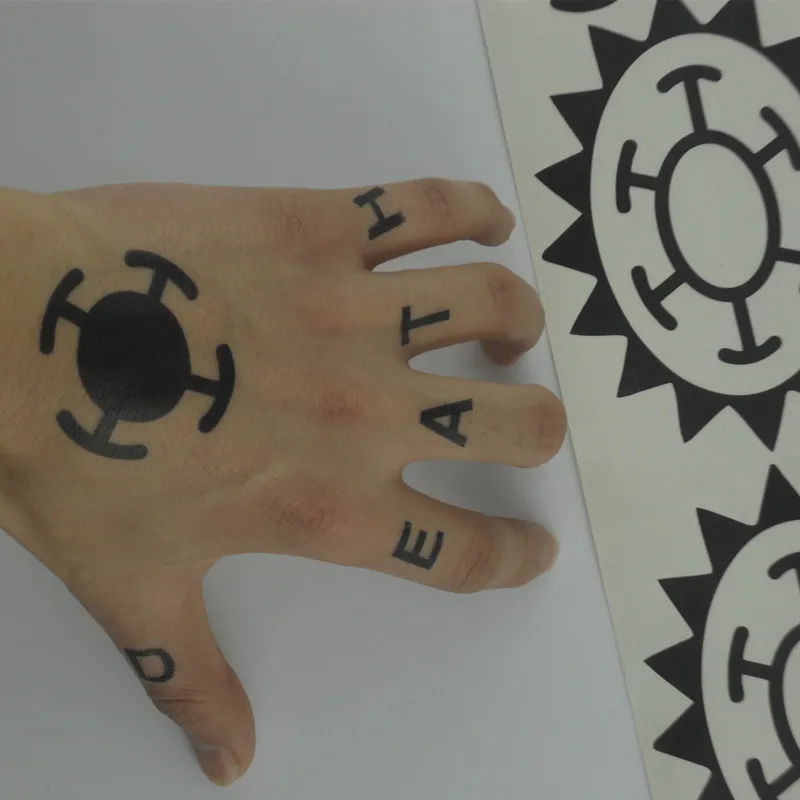 Hot Anime One Piece Sticker Trafalgar Law Cosplay Tattoo Trafalgar D Water Law Logo Tatoo Costume Props Aliexpress
