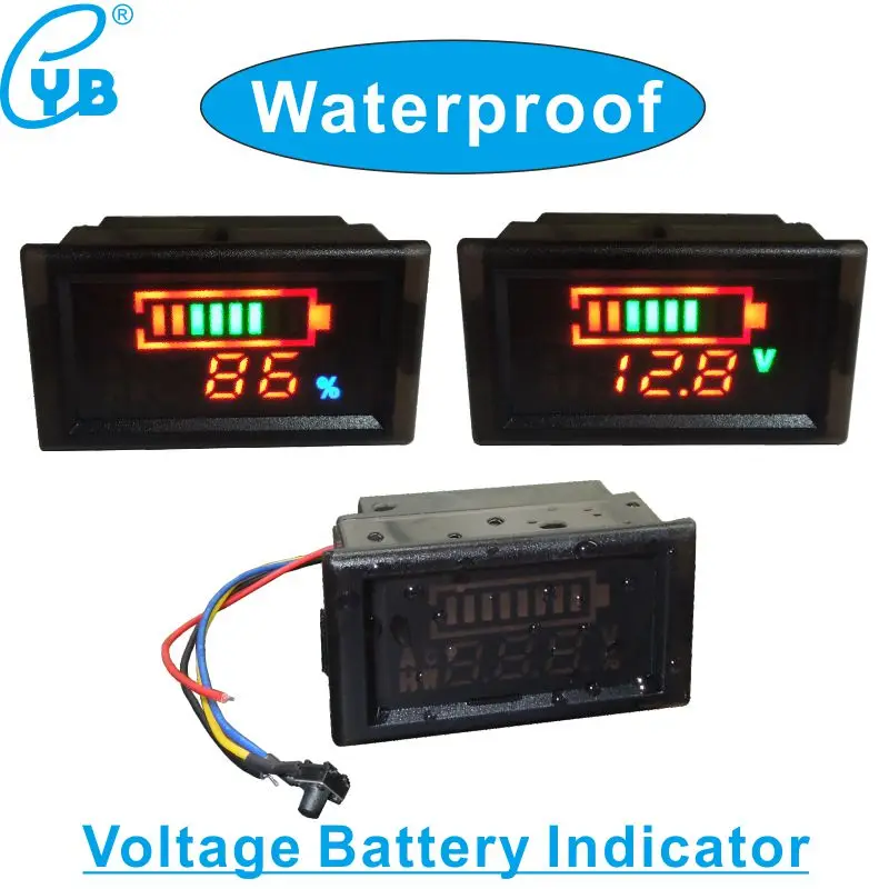 

YB28VE-W LED Digital Waterproof Battery Indicator DC6-120V Lead Acid Battery Voltage Meter Lithium Battery Capacity Indicity