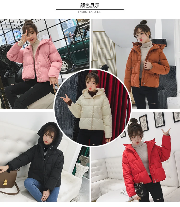 inverno curto algodão acolchoado casaco feminino outono cor inverno parka gola