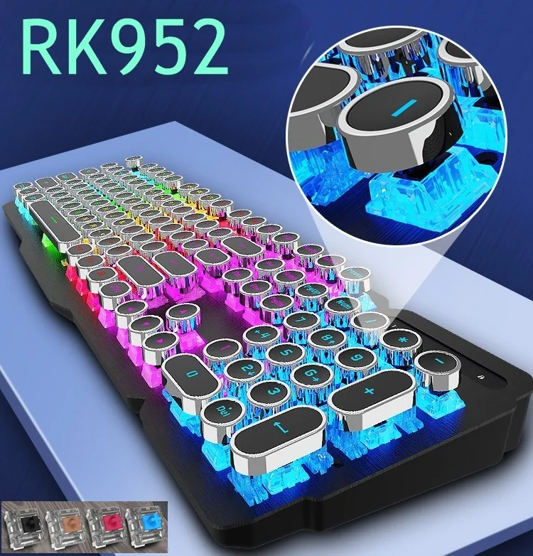 

Royal Kludge RK952 Ergonomic USB Wired Backlit Mechanical Gaming Keyboard Notebook Desktop Keyboard Black Blue,Red Brown Axis