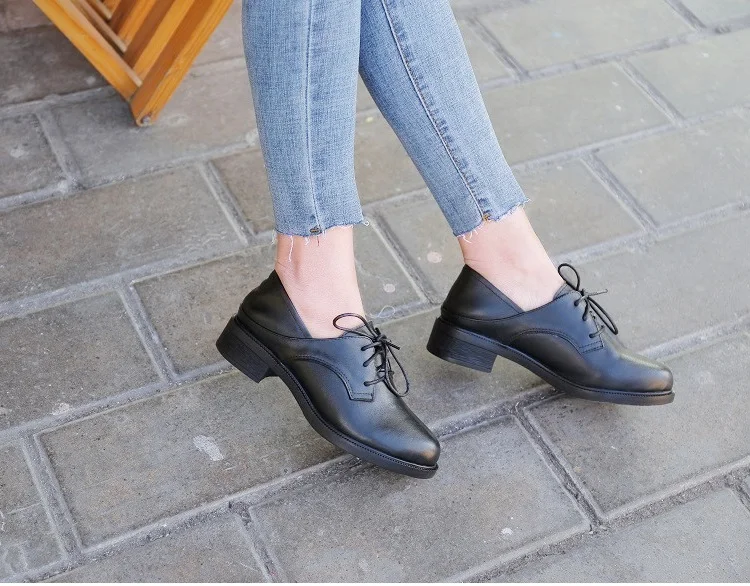 Careaymade-удобная оригинальная обувь ручной работы из воловьей кожи на среднем низком каблуке, с круглым носком, британская кожаная обувь