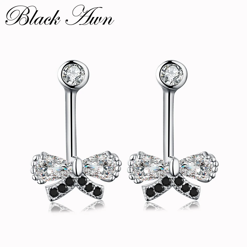 

Stud Earrings for Women 1.8g 925 Sterling Silver Jewelry Butterfly Black&White Boucle D'oreille Wedding Brincos T055