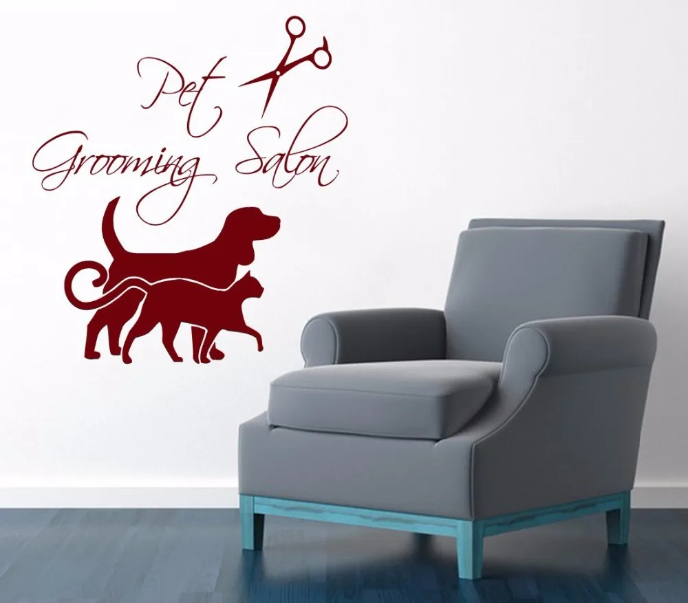 Pet Grooming Salon Vinyl Wall Dogs Animals Pet Clinic Haircut Art Wall