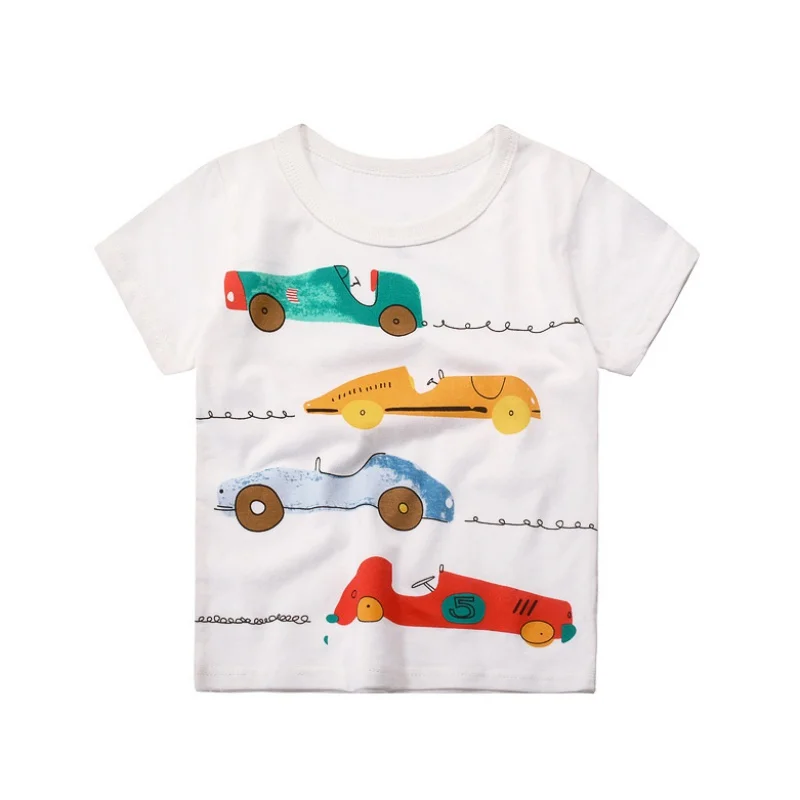 Детская футболка для мальчиков одежда для малышей Летняя Детская футболка с короткими рукавами и милым рисунком для маленьких мальчиков