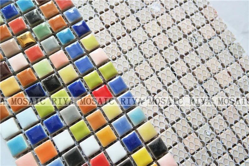 Free Shipping RIYA Ceramic mosaic tile Candy color Swimming pool Red green Blue bathroom waistline Bar counter Floor 11pcs/lot