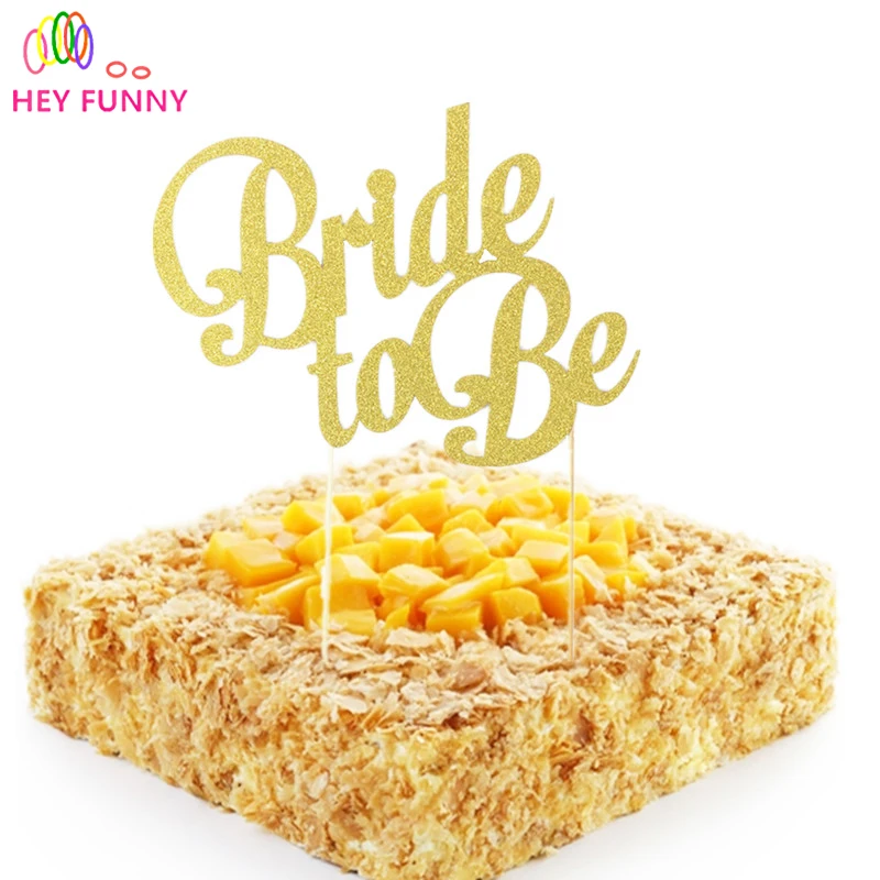 

5pcs/lot Hen Night Bachelorette Party Bride to be Cake Topper Decorations Bridal Shower Supplies Accessories Gold Glitter Paper