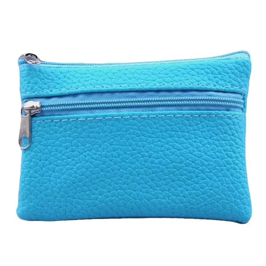 Женский кошелек WalletsCoin, женский кожаный бумажник для мужчин, многофункциональный кожаный кошелек на молнии для монет, кошелек для карт, женская маленькая сумка - Цвет: Sky Blue