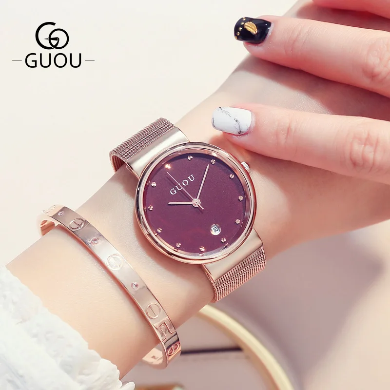 

2018 New Women Watch Stainless Steel Watches Lady Shining Rotation Dress Watch Diamond Stone Wristwatch Lady Rose Gold Watch