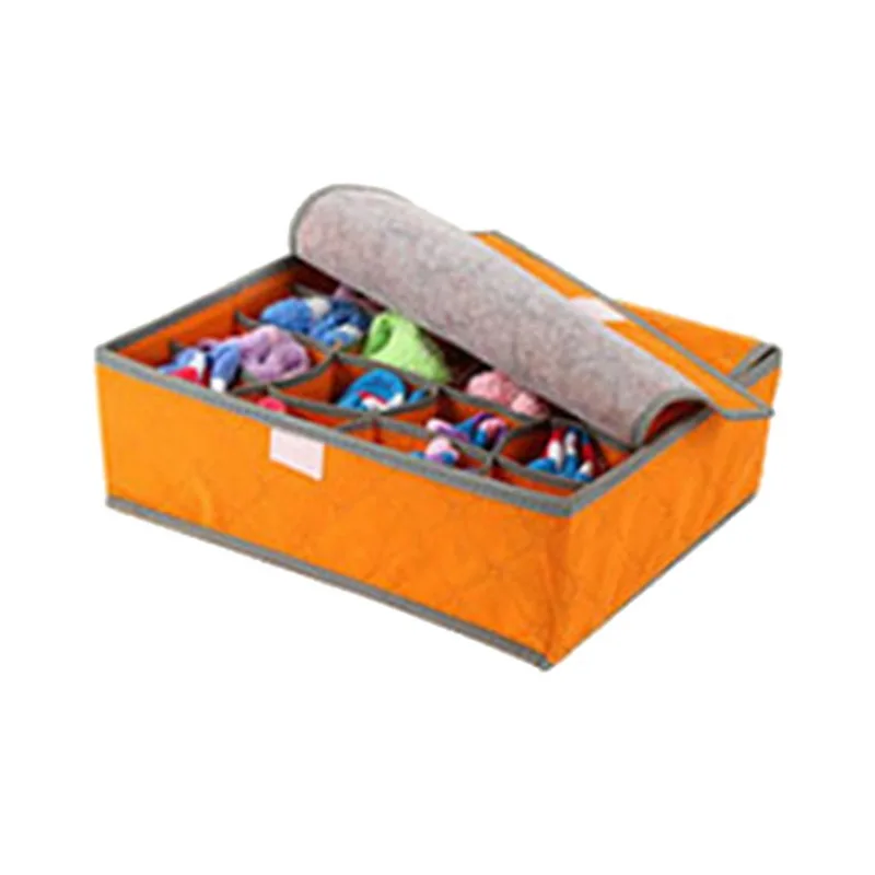 DOZZLOR многофункциональные ящики с крышкой для шкафа, ящики для хранения галстуков, носков, бюстгальтеров, нижнего белья, органайзер Ropa, органайзер для внутреннего гардероба - Цвет: orange 16grid