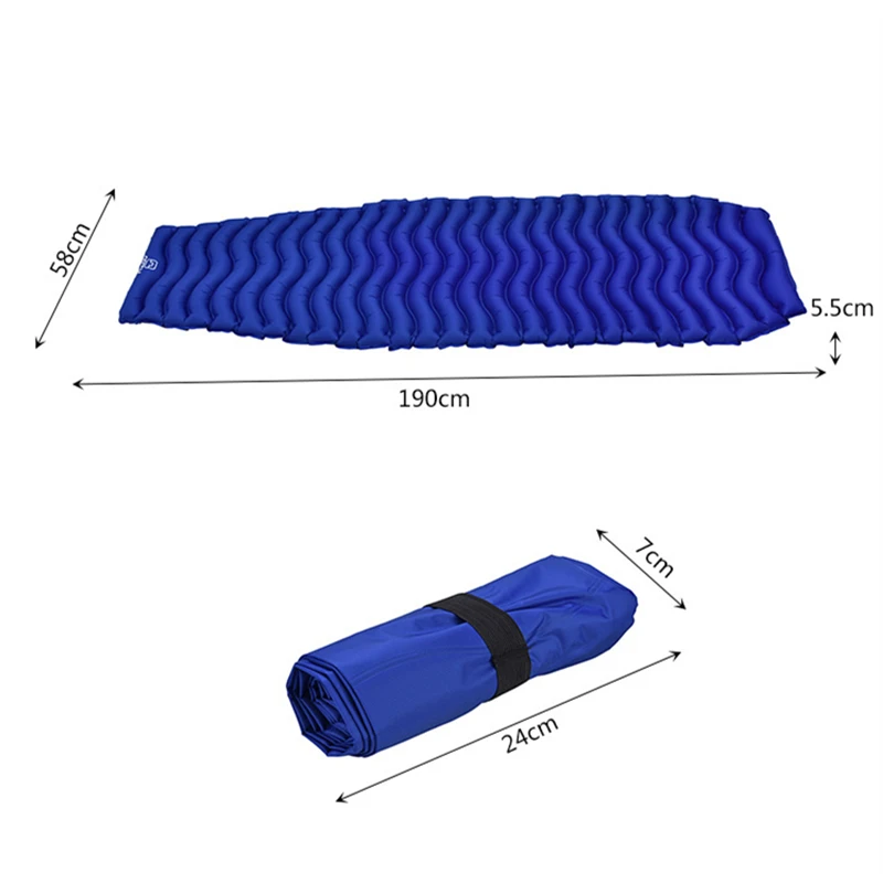 Надувной матрас волнистого типа, Сверхлегкий, 190*58*5,5 см, напольный коврик для кемпинга, надувная кровать для пеших прогулок, для верховой езды, палатка, спальная кровать