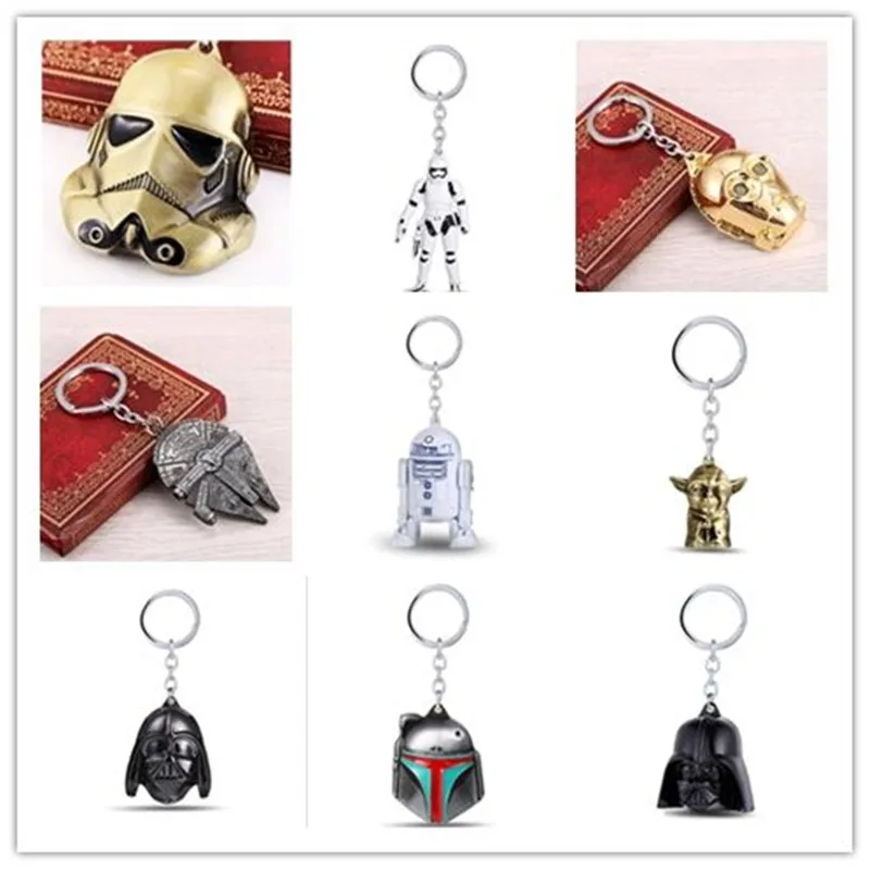 

Star Wars Keychain Cool Spaceship K-2SO Falcon Keyrings BB8 BB-8 R2D2 Droid Robot Pendant Key Holder Men Chaveiro
