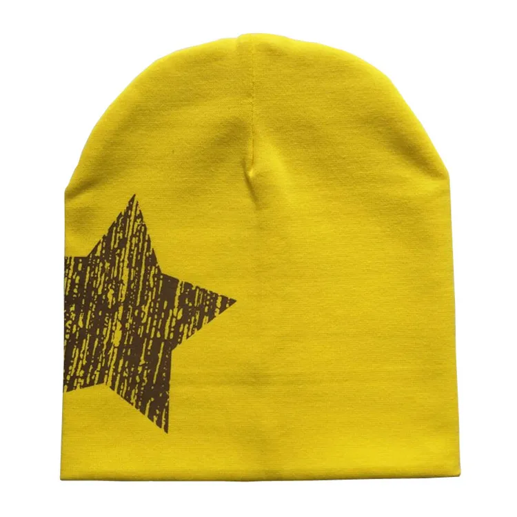 Yellow hat Осенне-зимние детские шапочки, шапка, шарф, хлопковая детская шапка, принт со звездой, для мальчиков и девочек, для детей ясельного возраста, шапка, вязаная крючком, детская шапка, шарф - Цвет: Yellow hat