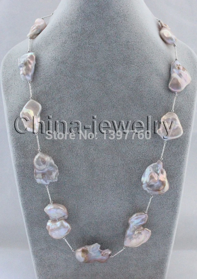 

Miss charm Jew.97 natural pink purple baroque keshi reborn freshwater pearl necklace NEW