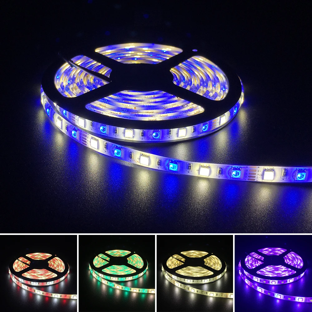 SMD 5050 RGBW Светодиодные ленты DC12V 24 В Гибкая светодиодная RGB + белый/RGB + теплый белый 60 LED /M 5 м/лот Водонепроницаемый IP30/ip65/IP67