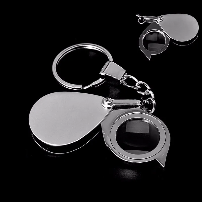8X Metal Portable Folding Magnifier Handheld Glass Lens Keychain
