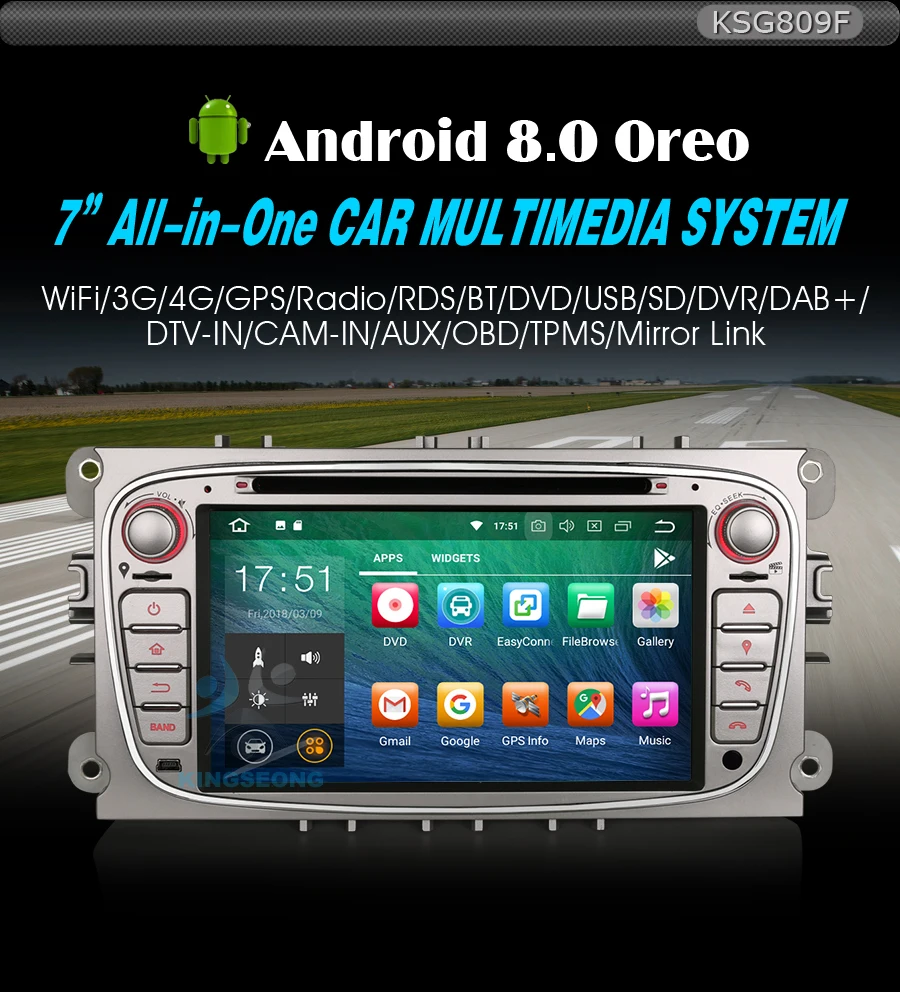 Clearance Android 8.0 Autoradio GPS DAB+ Car Multimedia player FOR Ford Focus C/S-Max Mondeo Galaxy CD Canbus SD WiFi 3G 4G DVR OBD BT 0