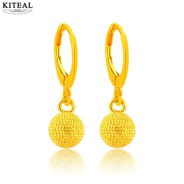 Gorgeous 24k Gold Color Earring Solid Ball Drop Earrings For Women Gorgeous 24k Gold Color Earring Solid Ball Drop Earrings For Women Penntes To Us Bear Prices